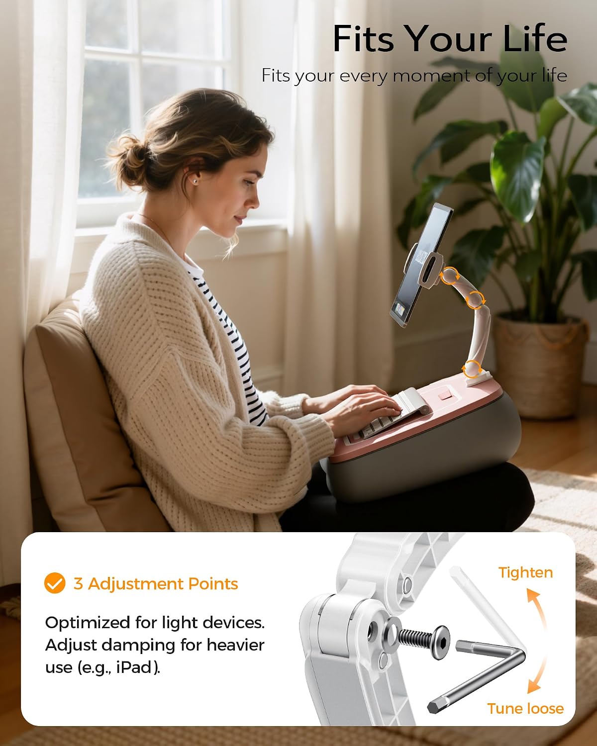LULULOOK 2-in-1 Lap Desk & Kindle Pillow Stand with Beanbag