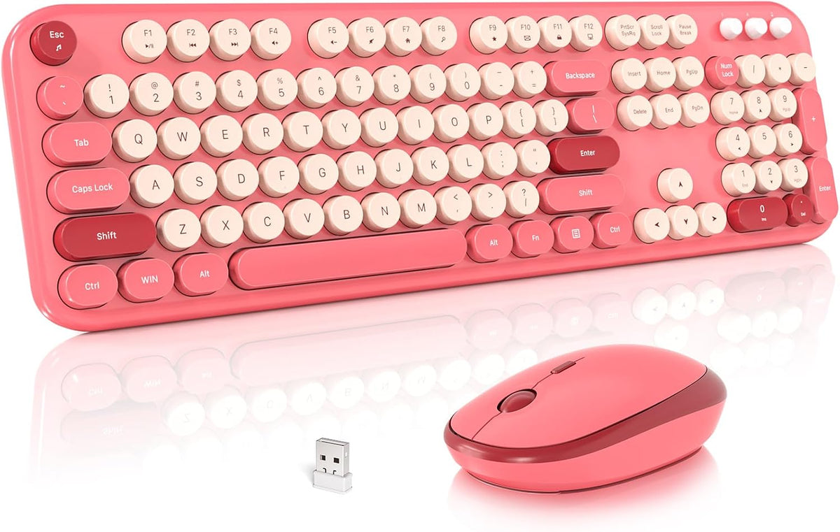 MOFII Wireless Keyboard and Mouse Combo, Cute Keyboard Full Size and Wireless...