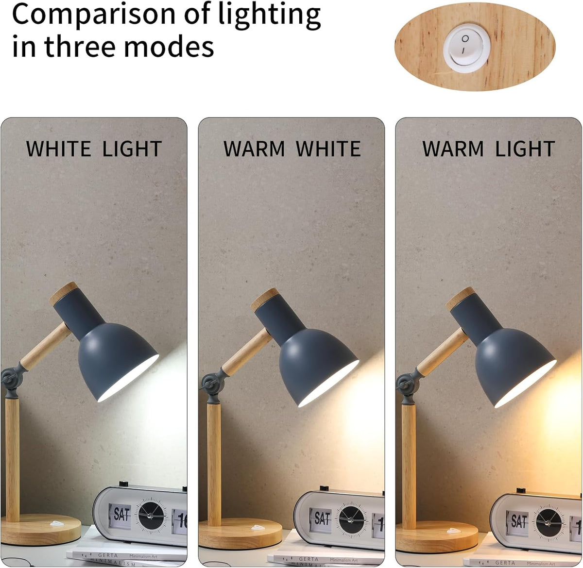 Adjustable Wooden Arm Desk Lamp, Table Lamp for Reading office Bedroom