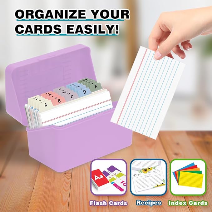 H4D 3x5 Index Card Holder with 100 Heavyweight Ruled Index Cards and 25 Plastic - Image 6