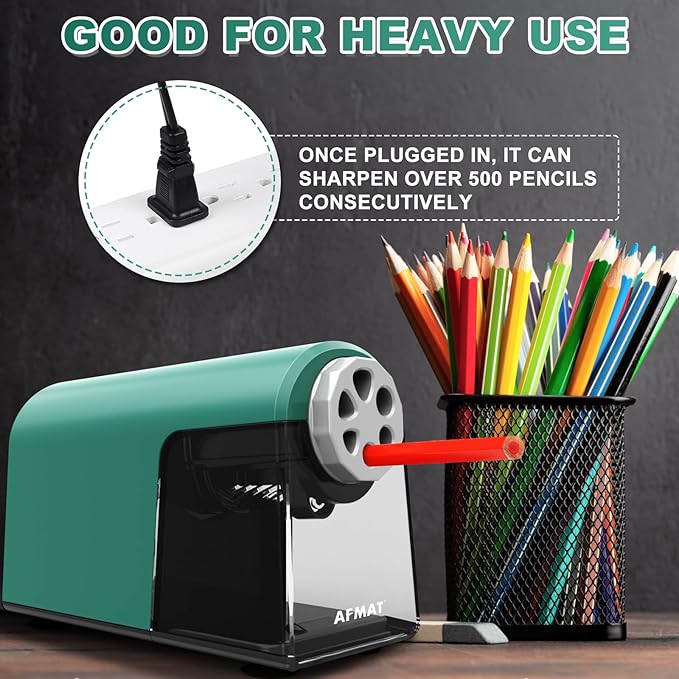 AFMAT PSX2 Heavy Duty Electric Pencil Sharpener 6 Holes, Classroom Pencil - Image 5