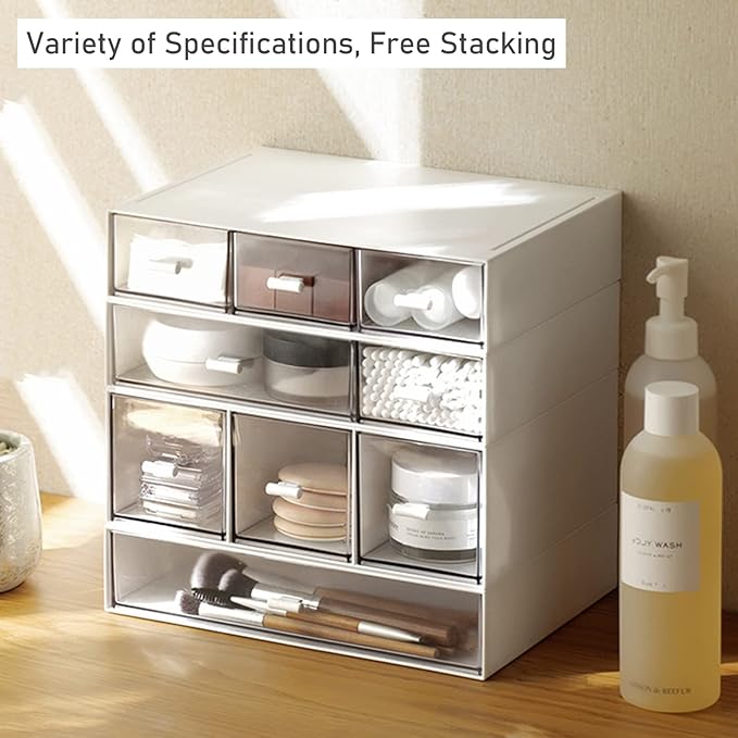 Desk Organizer-Stackable Storage Drawers, Plastic Compact Desk Storage Box - Image 7