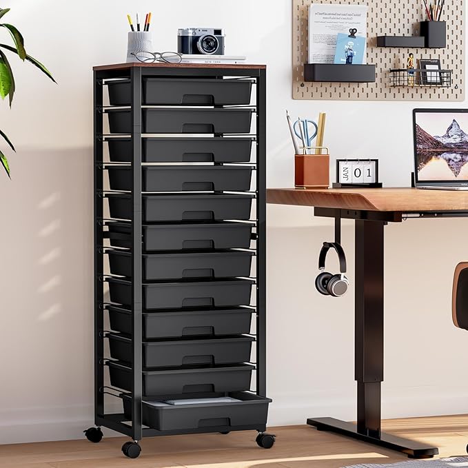 SYKIARIOL Rolling Cart with Drawers, 12 Drawer Rolling Cart, Rolling storage - Image 2
