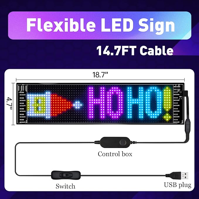 XIAOOHO Programmable LED Car Sign, Scrolling LED Sign, Flexible LED RGB Message - Image 4