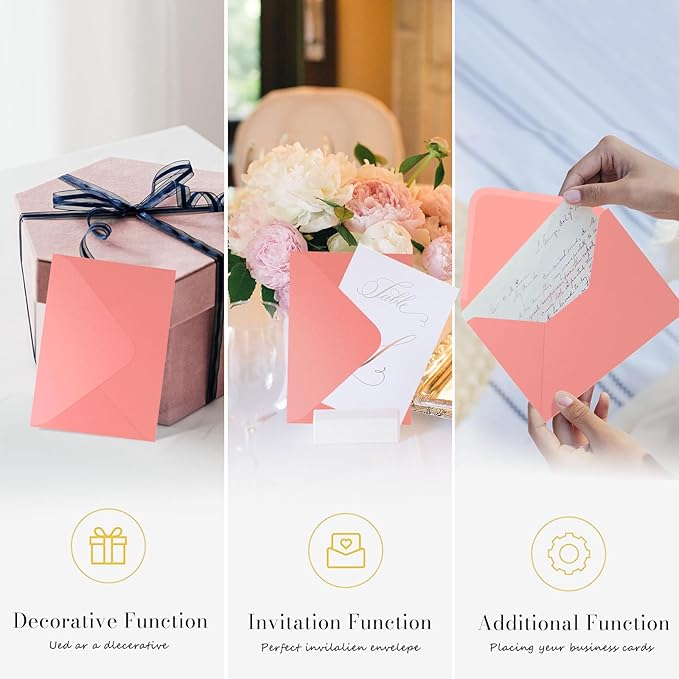 Pink Pearl Envelopes 5x7-100 PCS Goefun Metallic A7 Euro Flap Envelopes - Image 4