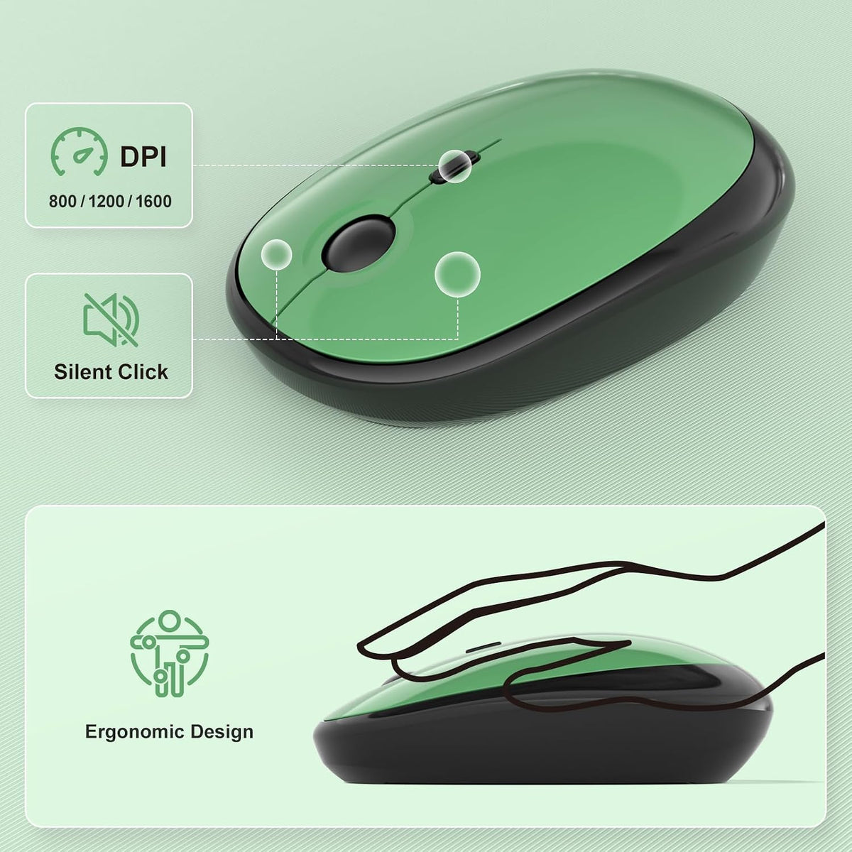 Wireless Keyboard and Mouse Combo, MOWUX Colorful Computer Full Size 2.4G Plu...