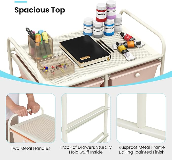 GLACER 10 Drawer Rolling Cart, Storage Cart - Image 5