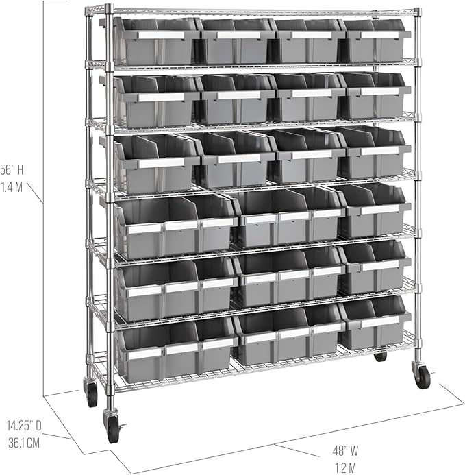 Seville Classics Heavy Duty NSF Bin Rack Solid Steel Wire Shelving Storage Unit - Image 6
