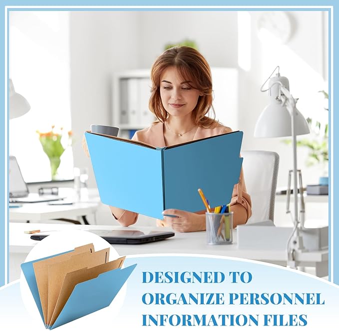 12 Pcs Classification Folders Letter Size 3 Pocket Dividers Employee File Folder - Image 6