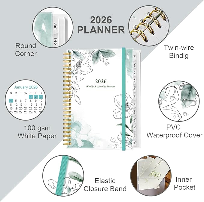 Planner 2026 - A5 Weekly & Monthly Planner Spiral Bound, January 2026 to - Image 2