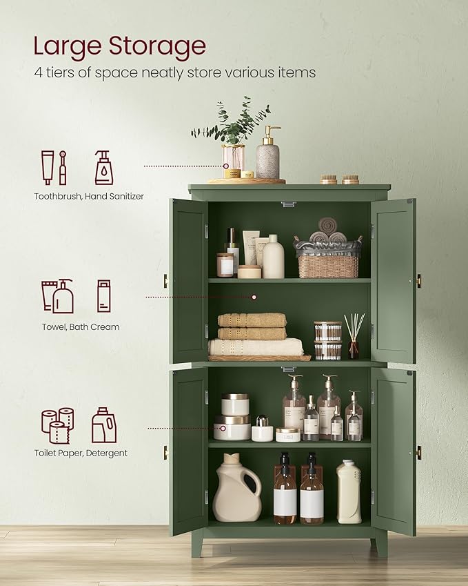 VASAGLE Floor Storage Cabinet, Freestanding Storage Unit - Image 5