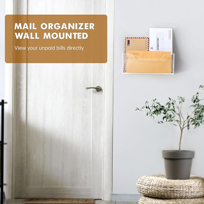BEYGORM Acrylic Mail Organizer for #10 Envelopes, 2-Slot Wall-Mounted & - Image 3