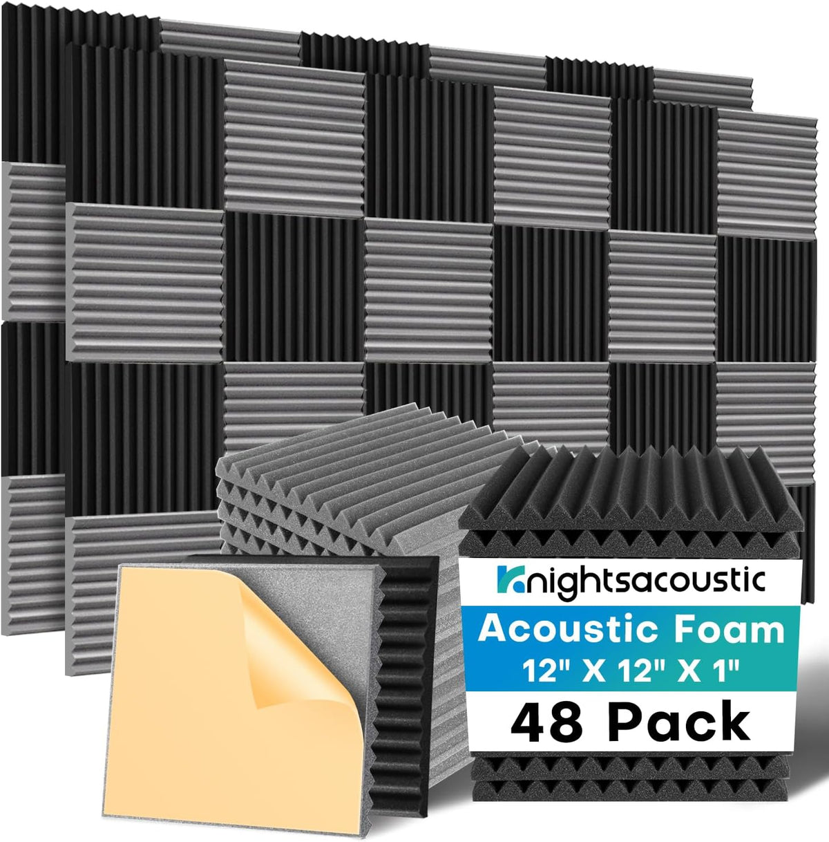 Knightsacoustic 48 Pack Sound Proof Foam Panels