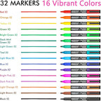 Shuttle Art Dry Erase Markers, 32 Pack 16 Colors Magnetic Whiteboard Markers - Image 3