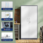 yizosh metal garage storage cabinet with 2 doors, side view
