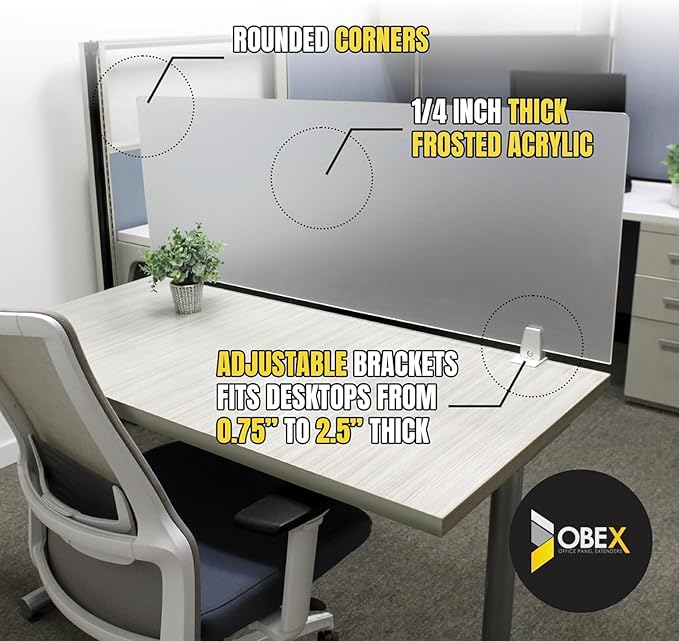OBEX Clear Acrylic Desk Mounted Privacy Panel - Image 4