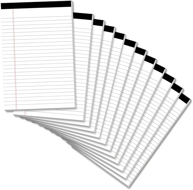 Legal Pads 5×8 Inch Notepad, 12 Pack Note Pads College Ruled Perforated Memo Pad by notepads