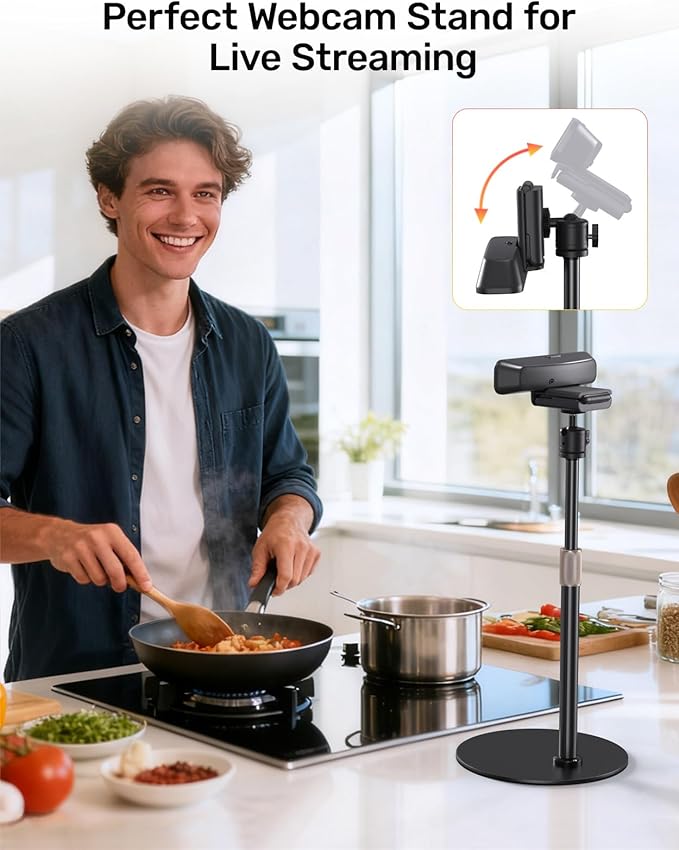 Webcam Tripod Stand for Desk Height Adjustable & 360° Swivel Webcam Mount - Image 7