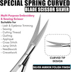 Cross Edge Curved Spring Scissors 5 Inch Stainless Steel Precision Eyebrow & - Image 2