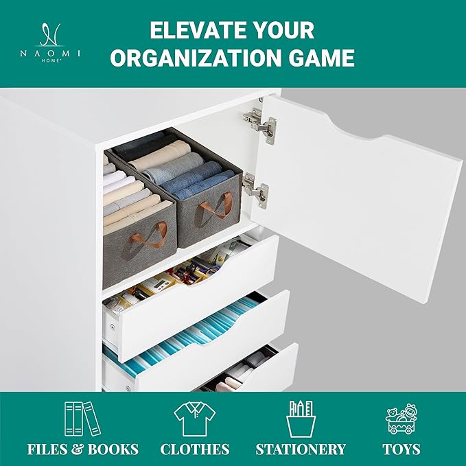 Naomi Home Carly 6-Drawer Craft & Office Storage Cabinet – Rolling Storage - Image 4