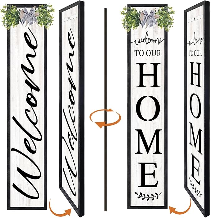 Double-sided Welcome to Our Home Wooden Sign Stand by Unknown