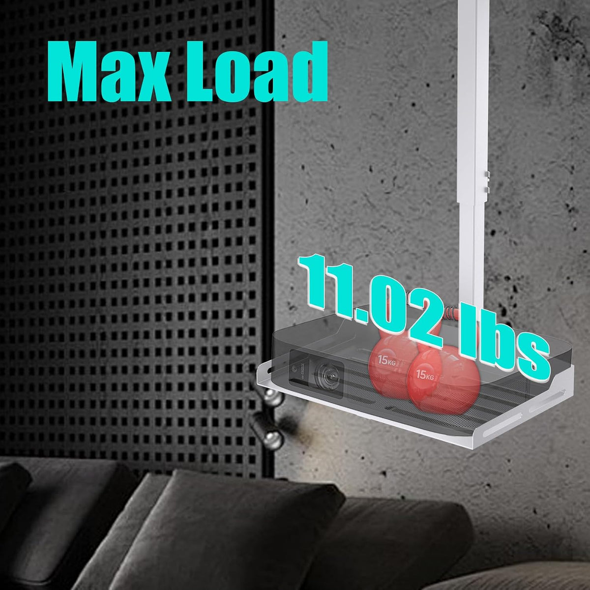 Universal Projector Ceiling Mount with Tray - White