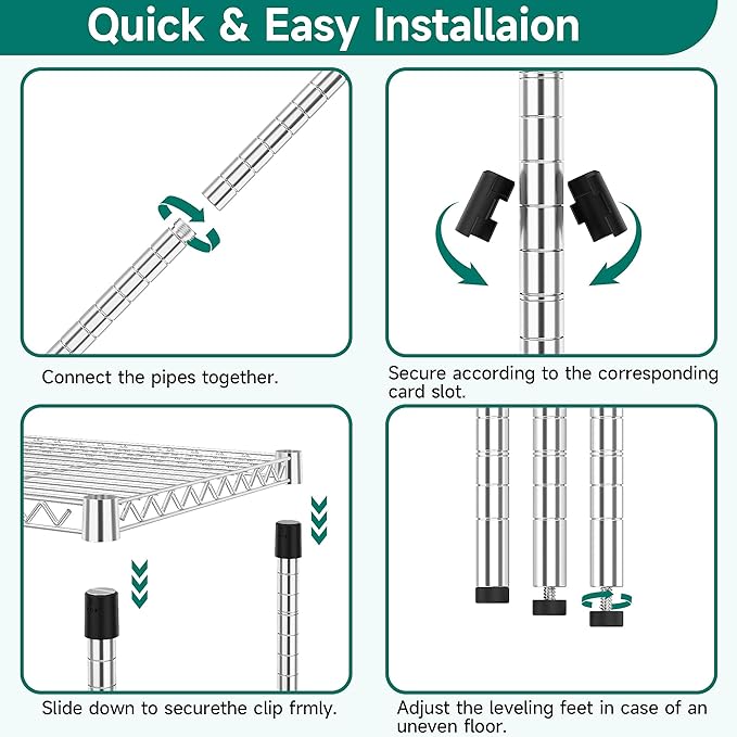 M MZG 4 Tiers Shelf Metal Storage Shelves 2640 lbs Steel Storage Shelving - Image 4