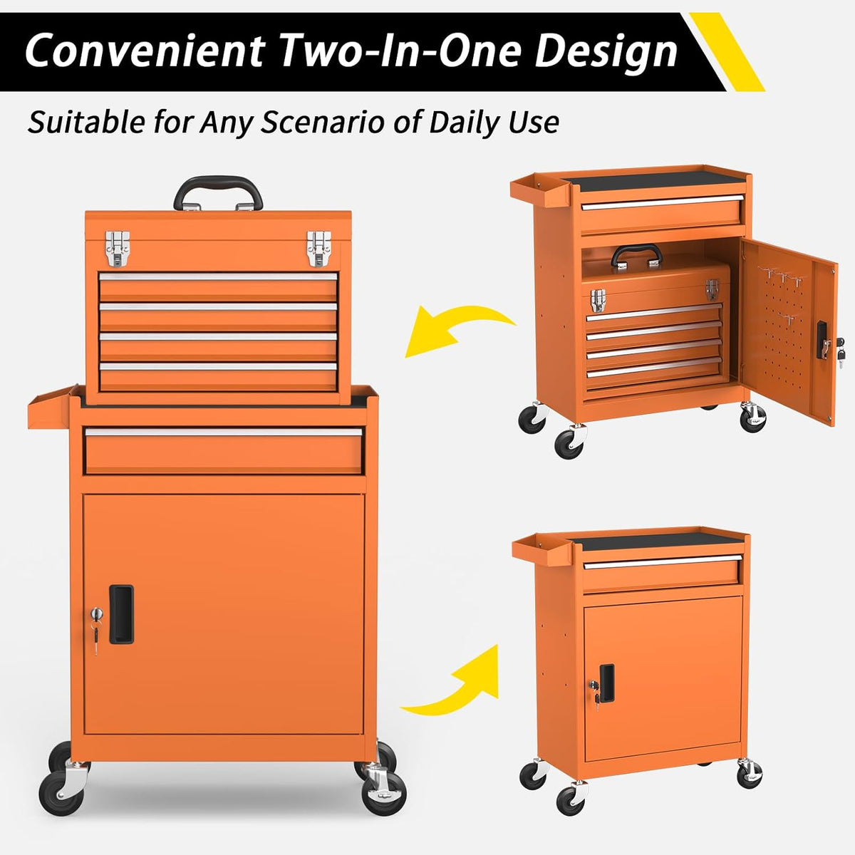 5 Drawer Rolling Tool Chest, Large Capacity Rolling Tool Box with Wheels, Loc...