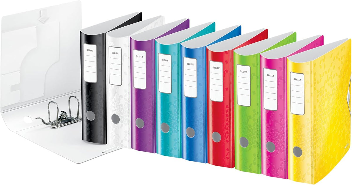Leitz A4 Lever Arch File Active, White, Curved Spine 75mm Width, Elastic Fastening, Light polyfoam, Wow Range, 11060001
