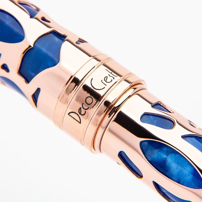 Conklin Endura Deco Crest Fountain Pen in Blue, Medium Nib, Premium Writing - Image 11