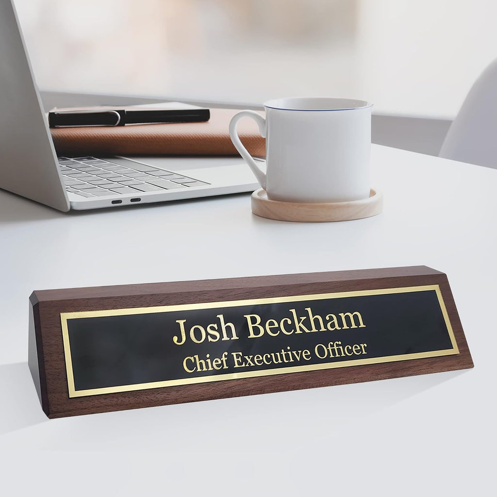 Business Wood Name Plate for Desk | Custom Desk Name Plate Personalized Gift