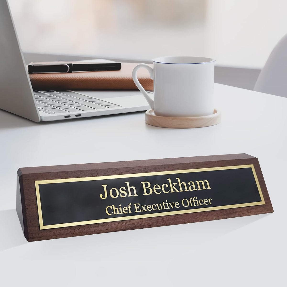 Business Wood Name Plate for Desk | Custom Desk Name Plate Personalized Gift