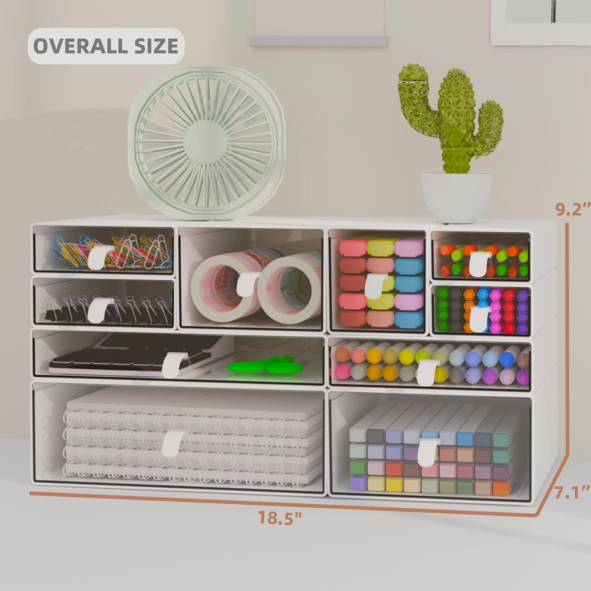 White & Clear 10-Drawer Stackable Desk Organizer Storage Set