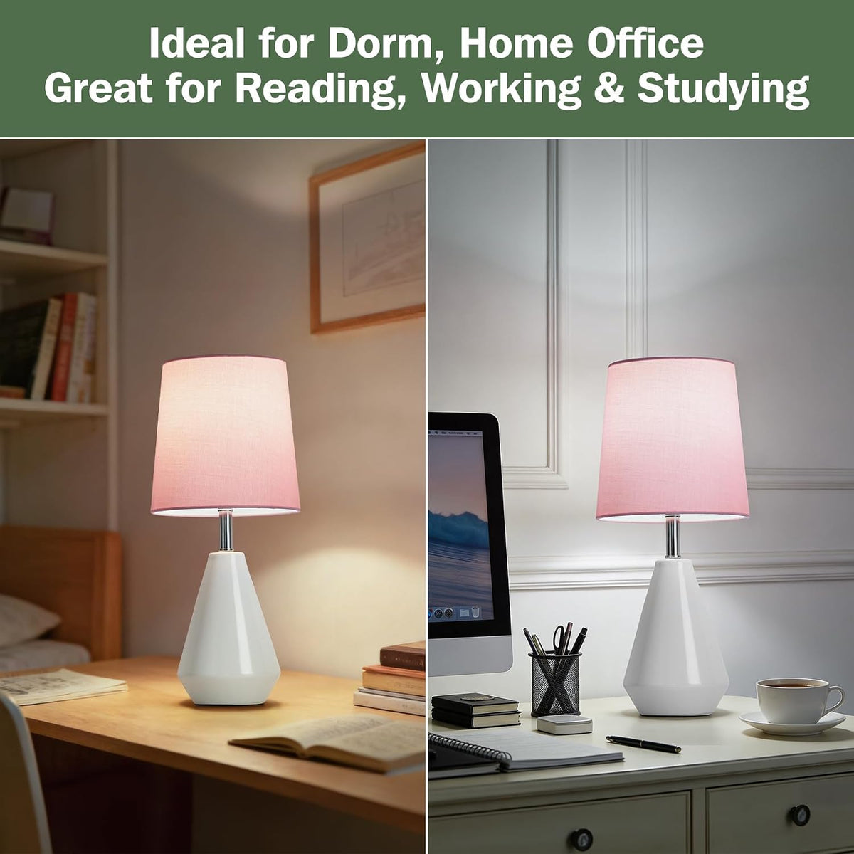 bdayanx15.5" Small Ceramic Table Lamp with 3 ColorTemperatures for Bedroom