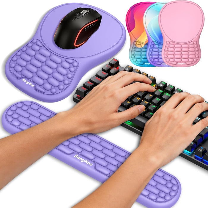 Ergonomic Keyboard Wrist Rest Mouse Pad Wrist Support Set, Purple