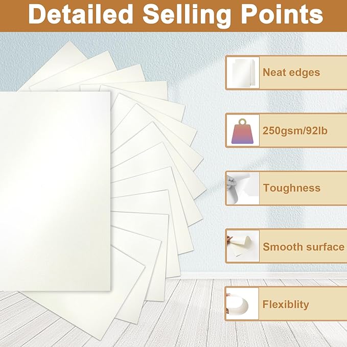 Silunkia 28 Sheets Cream Shimmer Cardstock 8.5 x 11 Off White Paper, 92lb - Image 3