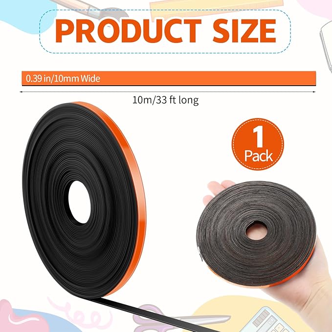 AmazingSpark Magnetic Tape Roll Thin Strips, 0.39 Inch x 33 Feet Magnetic Board - Image 3