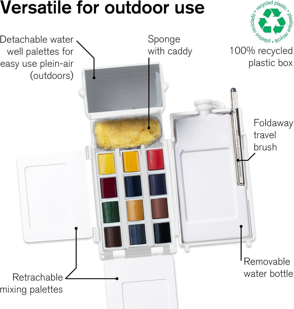 winsor & newton professional watercolor paint set, field, close-up detail