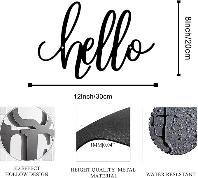 8x12 inch HELLO Sign metal home decoration wall decoration, corridor entrance - Image 2