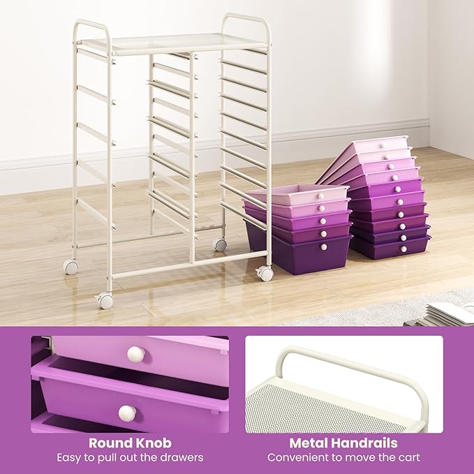 DORTALA 15-Drawer Rolling Storage Cart - Image 5