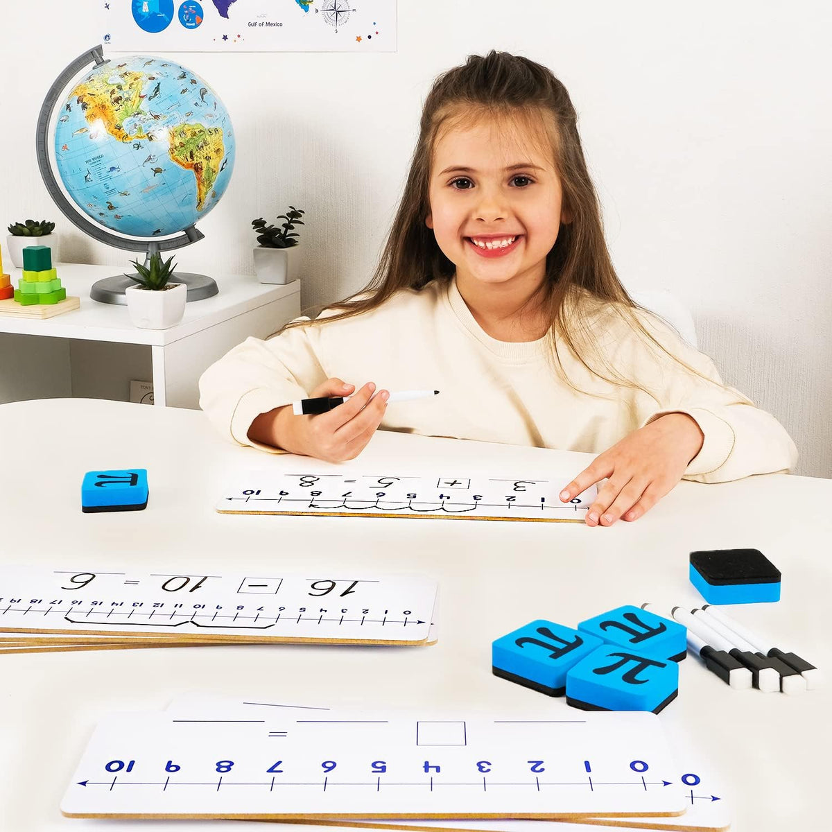 Simply Magic 12-Pack Double-Sided Dry Erase Number Line White Boards 4"x...