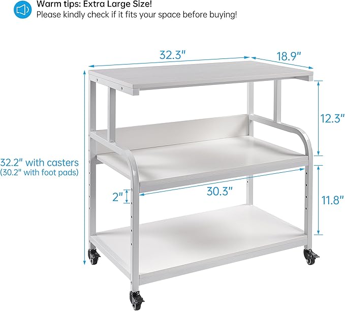 Fannova Printer Stand, 32.3" x 18.9" x 32.1" Extra Large Printer Table - Image 2