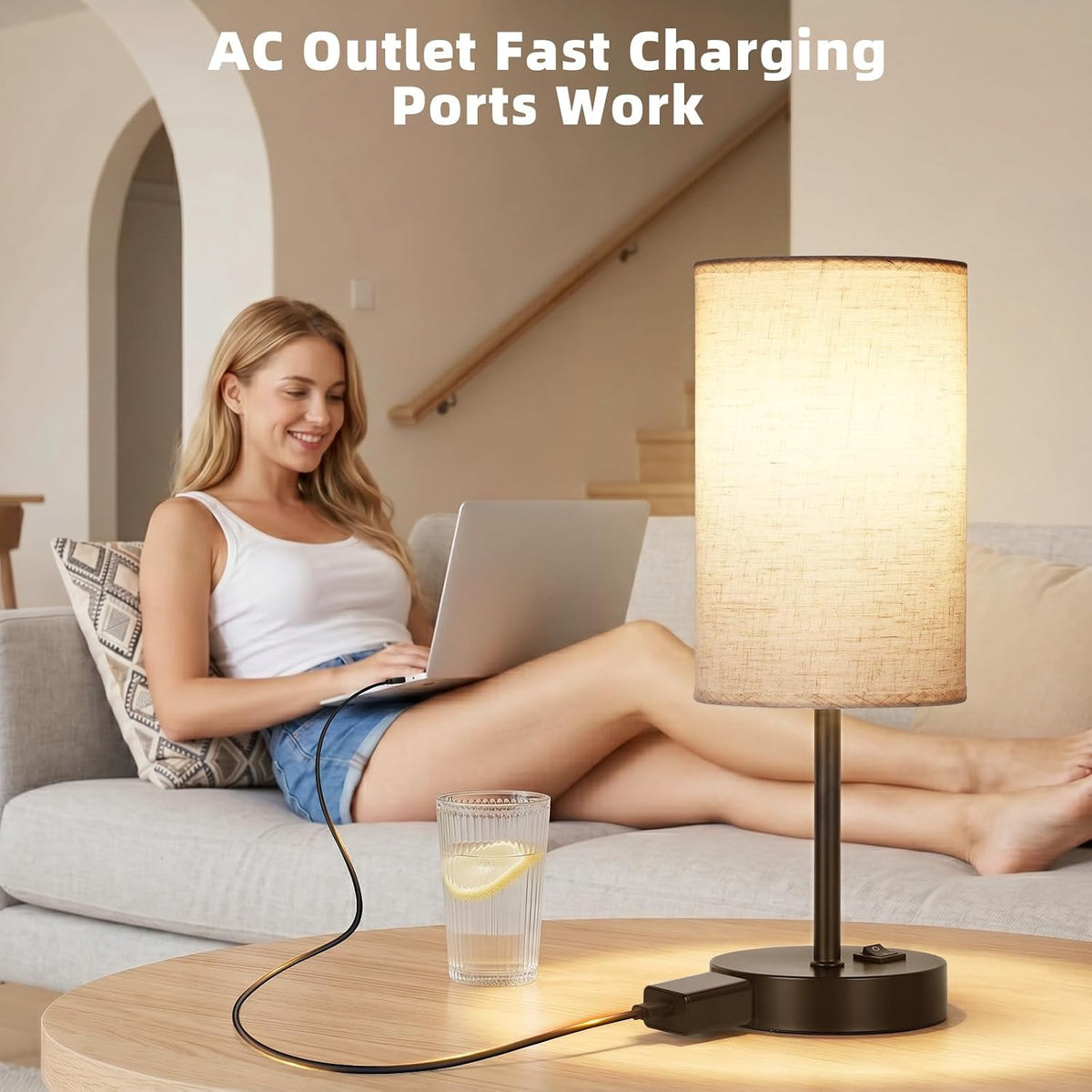 zjojo table lamp set of 2, 13.8" bedside, front angle view
