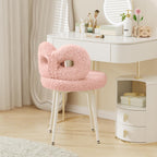 ROOMTEC Swivel Vanity Chair with Back, Upholstered Desk Chair for Girls, Modern Makeup Vanity for Bedroom, Living Room (Pink)