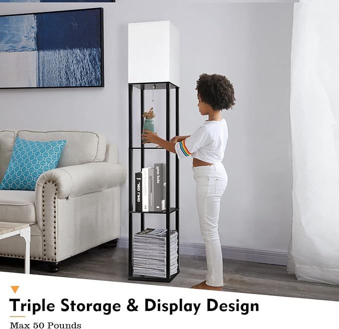 RUNTOP Floor Lamp with Shelves, Shelf Lamp with 3 Color Temperature LED Bulb - Image 3