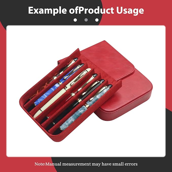 MIVLXLX Leather 6 Fountain Pen/Pencil Tray Case, Magnetic Closure - Image 4