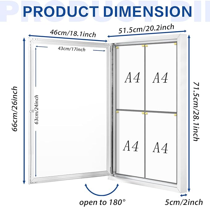 SWANCROWN Enclosed Bulletin Board Grey Felt Displays Boards Weather Resistant - Image 2