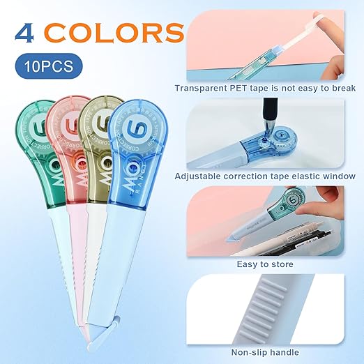 EQUNROY 10 Pcs Correction Tape for Instant Error Fixing, Easy-to-Use Pen-Style - Image 5