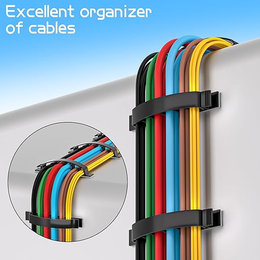 XHF 30pcs Adhesive Cable Wire Clips Black, Outdoor Cable Management Wire - Image 3