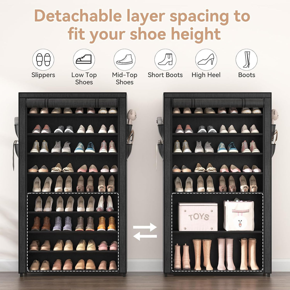 lanteful shoe rack with covers - 10 tiers, package contents
